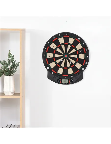 HOMCOM LCD Electronic Dartboard Set Features 26 Games w/ 185 Variations and Include 6 Darts Multi-Game Option Ready-to-Play