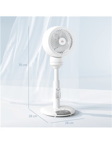 HOMCOM 9'' Air Circulator Fan 3 Speed 3 Mode, 70° Oscillation 90° Vertical Tilt, Remote Controller, for Living Room, Bedroom, Of