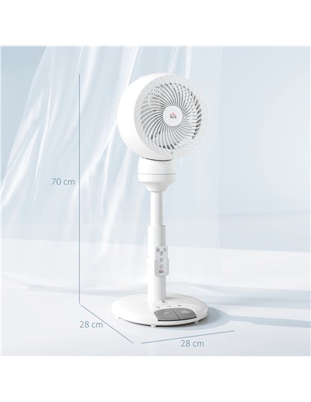 HOMCOM 9'' Air Circulator Fan 3 Speed 3 Mode, 70° Oscillation 90° Vertical Tilt, Remote Controller, for Living Room, Bedroom, Of