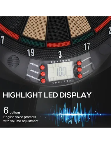 HOMCOM LCD Electronic Dartboard Set Features 26 Games w/ 185 Variations and Include 6 Darts Multi-Game Option Ready-to-Play