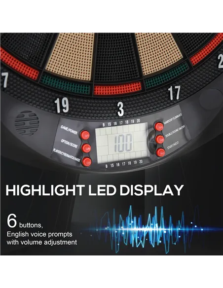 HOMCOM LCD Electronic Dartboard Set Features 26 Games w/ 185 Variations and Include 6 Darts Multi-Game Option Ready-to-Play