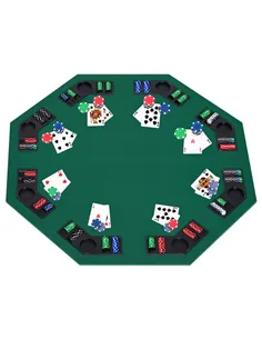 HOMCOM 1.2m/48 Inches Foldable Poker Table Top 8 Players Blackjack Tables Chip Trays 2