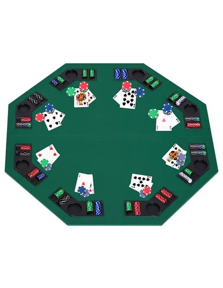 HOMCOM 1.2m/48 Inches Foldable Poker Table Top 8 Players Blackjack Tables Chip Trays