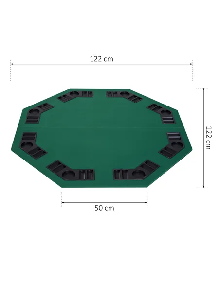 HOMCOM 1.2m/48 Inches Foldable Poker Table Top 8 Players Blackjack Tables Chip Trays