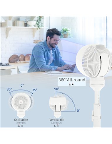 HOMCOM 9'' Air Circulator Fan 3 Speed 3 Mode, 70° Oscillation 90° Vertical Tilt, Remote Controller, for Living Room, Bedroom, Of