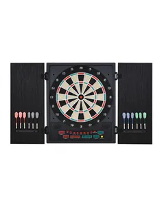 HOMCOM Electronic Dartboard Set, 27 Games Modes and 202 Variations, LED & 12 Soft Tip Darts and Cabinet to Storage, Ready-to-Pla
