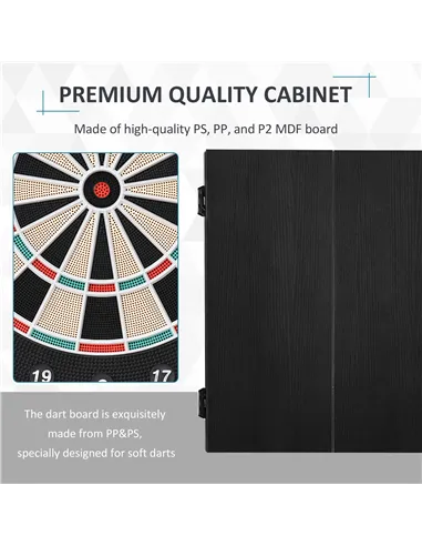 HOMCOM Electronic Dartboard Set, 27 Games Modes and 202 Variations, LED & 12 Soft Tip Darts and Cabinet to Storage, Ready-to-Pla