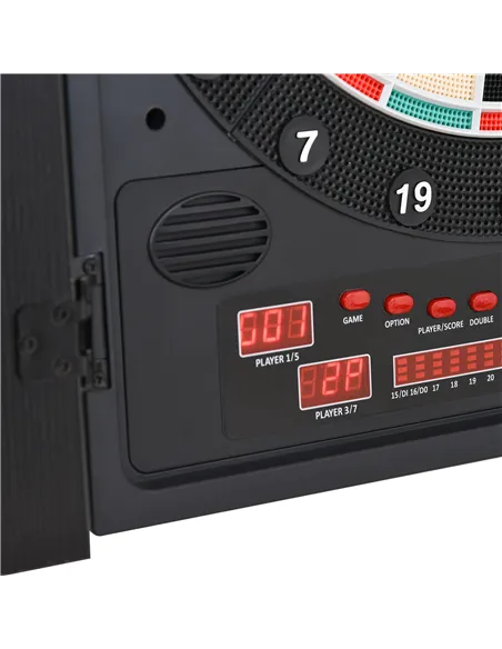 HOMCOM Electronic Dartboard Set, 27 Games Modes and 202 Variations, LED & 12 Soft Tip Darts and Cabinet to Storage, Ready-to-Pla