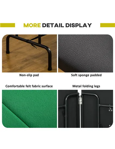 HOMCOM 8 Player Folding Poker Table, Oval Portable Blackjack Casino Table with Cup Holder, Felt Top and Metal Base, 183 x 82 x 7