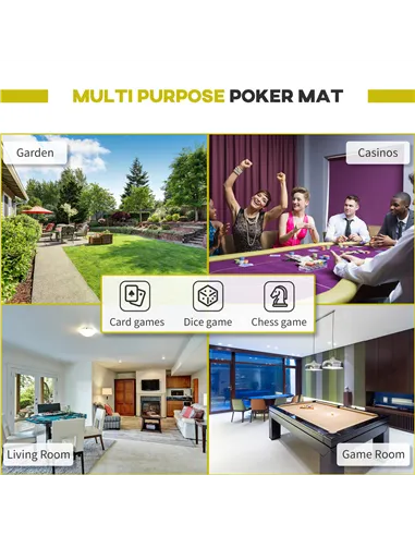 HOMCOM 8 Player Folding Poker Table, Oval Portable Blackjack Casino Table with Cup Holder, Felt Top and Metal Base, 183 x 82 x 7