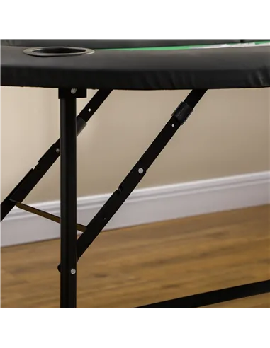 HOMCOM 8 Player Folding Poker Table, Oval Portable Blackjack Casino Table with Cup Holder, Felt Top and Metal Base, 183 x 82 x 7