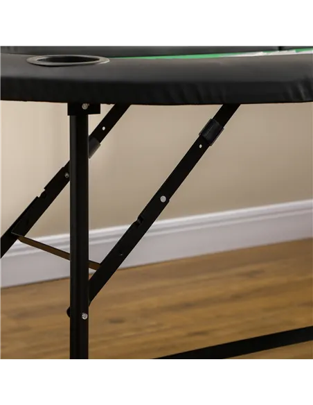 HOMCOM 8 Player Folding Poker Table, Oval Portable Blackjack Casino Table with Cup Holder, Felt Top and Metal Base, 183 x 82 x 7
