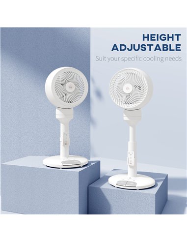 HOMCOM 9'' Air Circulator Fan 3 Speed 3 Mode, 70° Oscillation 90° Vertical Tilt, Remote Controller, for Living Room, Bedroom, Of