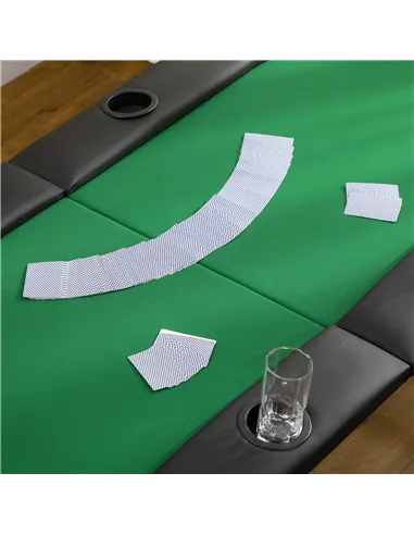 HOMCOM 8 Player Folding Poker Table, Oval Portable Blackjack Casino Table with Cup Holder, Felt Top and Metal Base, 183 x 82 x 7