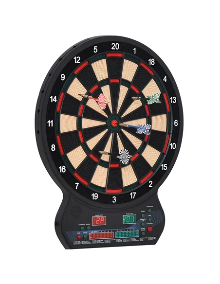 HOMCOM Electronic Hanging Dartboard LED Digital Score Set 27 Games and 202 Variations with 12 Soft Tip Darts
