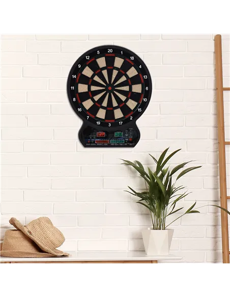 HOMCOM Electronic Hanging Dartboard LED Digital Score Set 27 Games and 202 Variations with 12 Soft Tip Darts