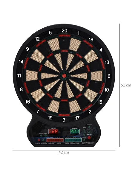 HOMCOM Electronic Hanging Dartboard LED Digital Score Set 27 Games and 202 Variations with 12 Soft Tip Darts