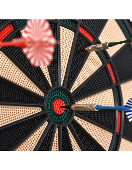 HOMCOM Electronic Hanging Dartboard LED Digital Score Set 27 Games and 202 Variations with 12 Soft Tip Darts