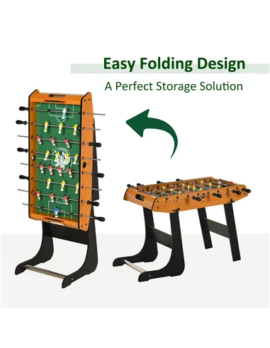 HOMCOM Folding Football Gaming Table Mini Foosball Soccer Table for Family Fun Indoor Play Sports