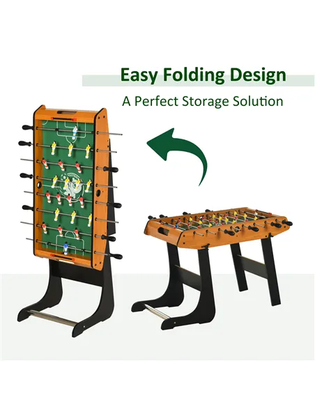 HOMCOM Folding Football Gaming Table Mini Foosball Soccer Table for Family Fun Indoor Play Sports
