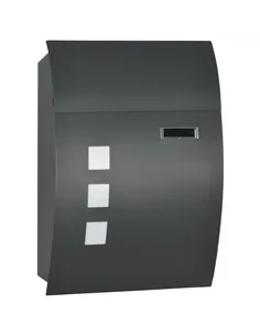 HOMCOM Wall Mounted Letter Box, Weatherproof Post Box for Outside Wall, Modern Mailbox with 2 Keys and Nameplate, Anthracite Gre