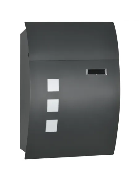 HOMCOM Wall Mounted Letter Box, Weatherproof Post Box for Outside Wall, Modern Mailbox with 2 Keys and Nameplate, Anthracite Gre