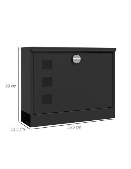 HOMCOM Wall Mounted Letterbox, Weatherproof Post Box, Modern Mailbox with 2 Keys and Viewing Windows, Easy to Install