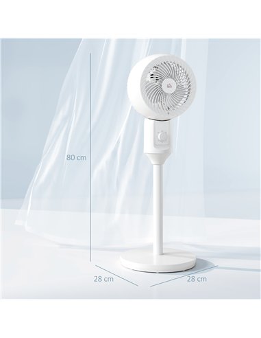 HOMCOM 9" Pedestal Fan, 70° Oscillation 90° Vertical Tilt Oscillating Air Circulator with 3 Speeds, Standing Fan for Home Office