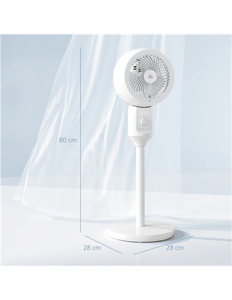 HOMCOM 9" Pedestal Fan, 70° Oscillation 90° Vertical Tilt Oscillating Air Circulator with 3 Speeds, Standing Fan for Home Office