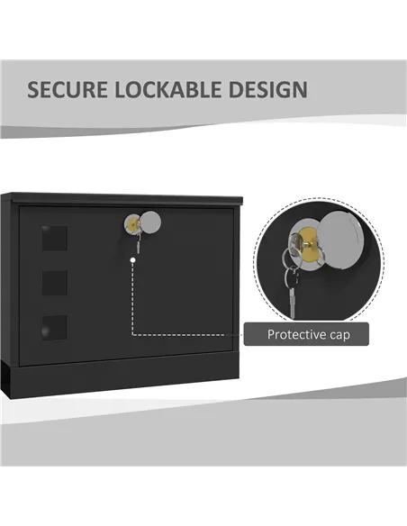 HOMCOM Wall Mounted Letterbox, Weatherproof Post Box, Modern Mailbox with 2 Keys and Viewing Windows, Easy to Install