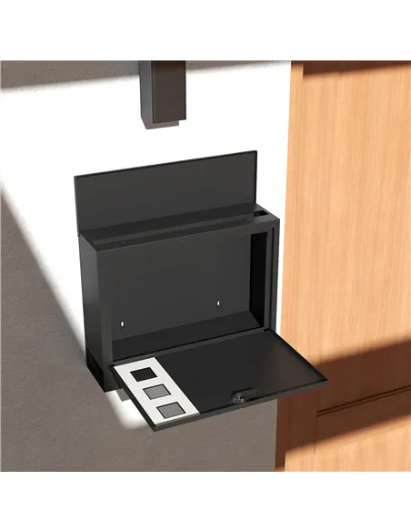 HOMCOM Wall Mounted Letterbox, Weatherproof Post Box, Modern Mailbox with 2 Keys and Viewing Windows, Easy to Install