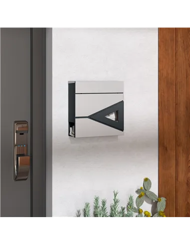 HOMCOM Wall Mounted Post Box with Viewing Window, 2 Lock, Modern Galvanised Steel Mailbox with Copper Core, Weatherproof Letterb