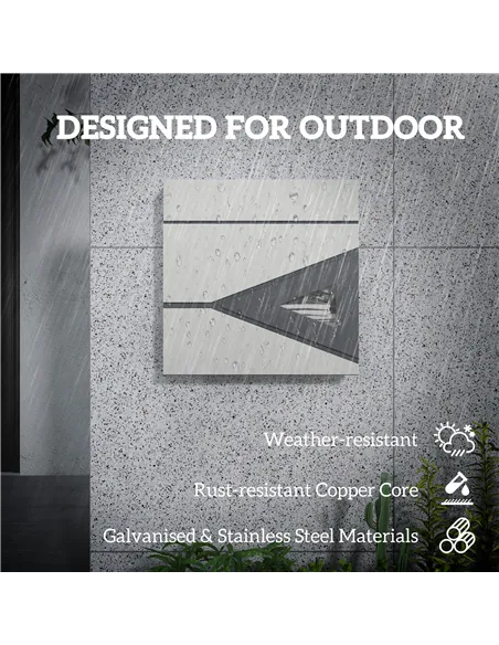 HOMCOM Wall Mounted Post Box with Viewing Window, 2 Lock, Modern Galvanised Steel Mailbox with Copper Core, Weatherproof Letterb