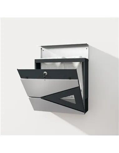 HOMCOM Wall Mounted Post Box with Viewing Window, 2 Lock, Modern Galvanised Steel Mailbox with Copper Core, Weatherproof Letterb