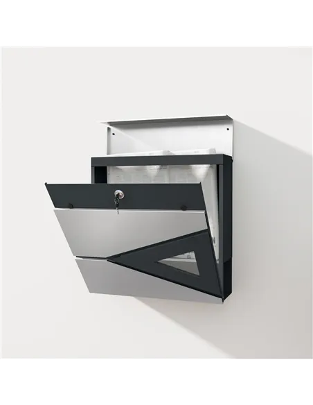 HOMCOM Wall Mounted Post Box with Viewing Window, 2 Lock, Modern Galvanised Steel Mailbox with Copper Core, Weatherproof Letterb