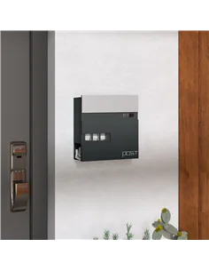 HOMCOM Locking Galvanised Steel Letterbox - Charcoal Grey/Black 2