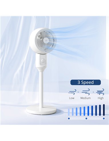 HOMCOM 9" Pedestal Fan, 70° Oscillation 90° Vertical Tilt Oscillating Air Circulator with 3 Speeds, Standing Fan for Home Office
