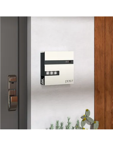 HOMCOM Locking Galvanised Steel Letterbox - White/Black