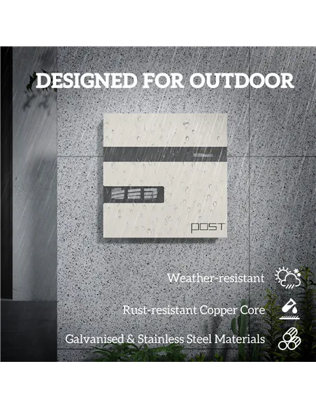 HOMCOM Locking Galvanised Steel Letterbox - White/Black