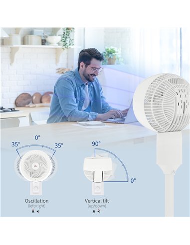HOMCOM 9" Pedestal Fan, 70° Oscillation 90° Vertical Tilt Oscillating Air Circulator with 3 Speeds, Standing Fan for Home Office