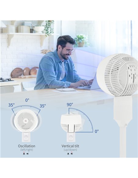 HOMCOM 9" Pedestal Fan, 70° Oscillation 90° Vertical Tilt Oscillating Air Circulator with 3 Speeds, Standing Fan for Home Office