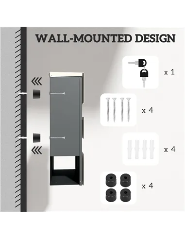HOMCOM Locking Galvanised Steel Letterbox - White/Black