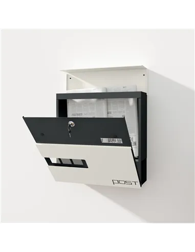 HOMCOM Locking Galvanised Steel Letterbox - White/Black