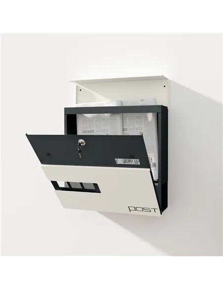 HOMCOM Locking Galvanised Steel Letterbox - White/Black