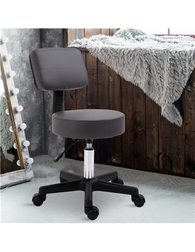 HOMCOM Beautician's Swivel Salon Chair w/ Padded Seat Back 5 Wheels Adjustable Height Salon Hairdressers Tattoo Spa Rolling Cush