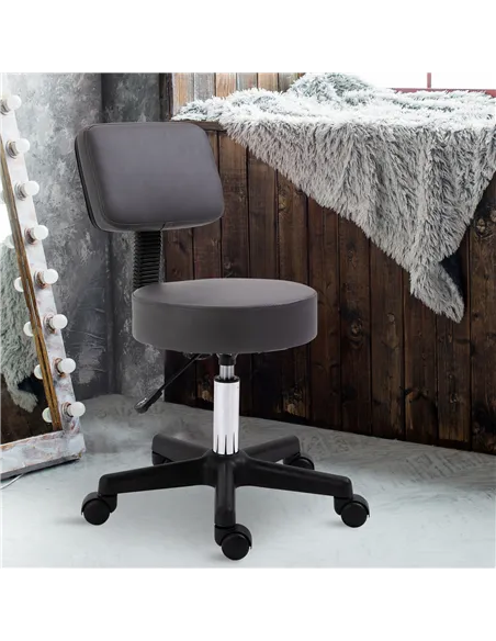HOMCOM Beautician's Swivel Salon Chair w/ Padded Seat Back 5 Wheels Adjustable Height Salon Hairdressers Tattoo Spa Rolling Cush