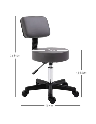 HOMCOM Beautician's Swivel Salon Chair w/ Padded Seat Back 5 Wheels Adjustable Height Salon Hairdressers Tattoo Spa Rolling Cush