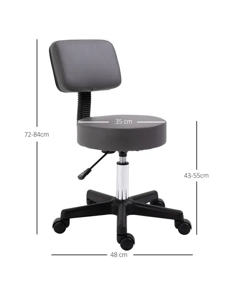 HOMCOM Beautician's Swivel Salon Chair w/ Padded Seat Back 5 Wheels Adjustable Height Salon Hairdressers Tattoo Spa Rolling Cush
