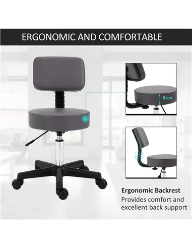 HOMCOM Beautician's Swivel Salon Chair w/ Padded Seat Back 5 Wheels Adjustable Height Salon Hairdressers Tattoo Spa Rolling Cush