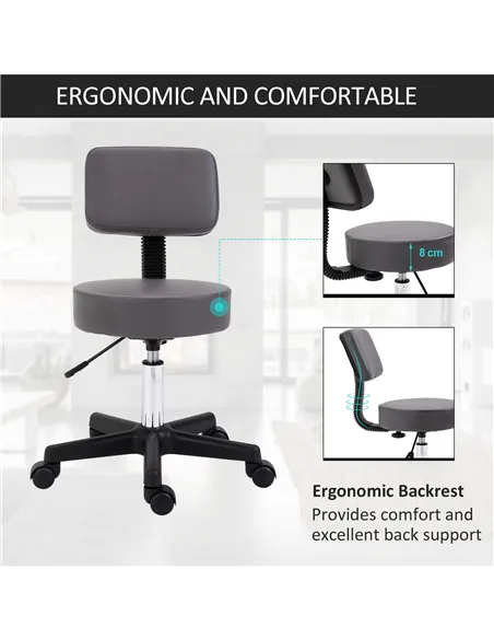 HOMCOM Beautician's Swivel Salon Chair w/ Padded Seat Back 5 Wheels Adjustable Height Salon Hairdressers Tattoo Spa Rolling Cush